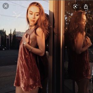 Are You Am I crushed velvet zillah slip dress rust